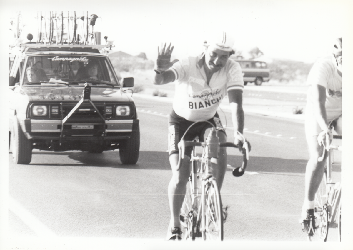Michael Coles during the Race Across America in 1984